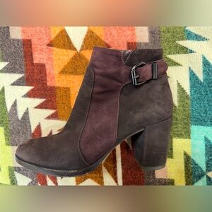 Aquatalia Suede Ankle Booties in Rich Plum